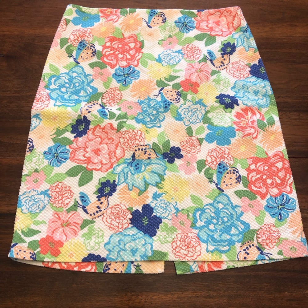 Talbots A-line skirt, floral with butterflies, size 10